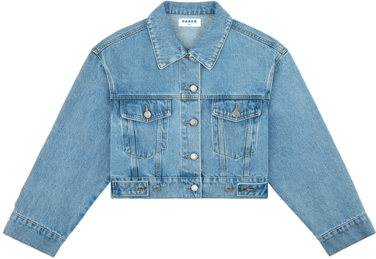 adjustable denim jacket -vintage wash
